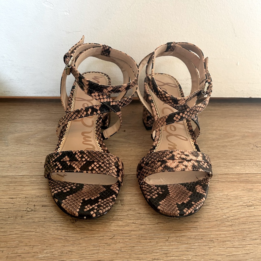 SAM EDELMAN Sammy Block Heel Sandal / Rose Snake Print